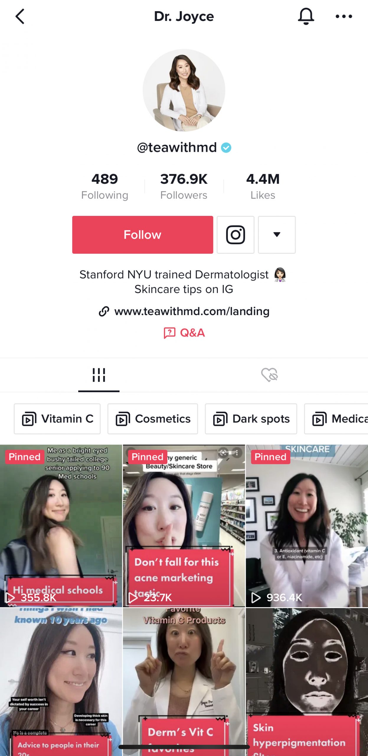 Dr. Joyce Park Tiktok feed