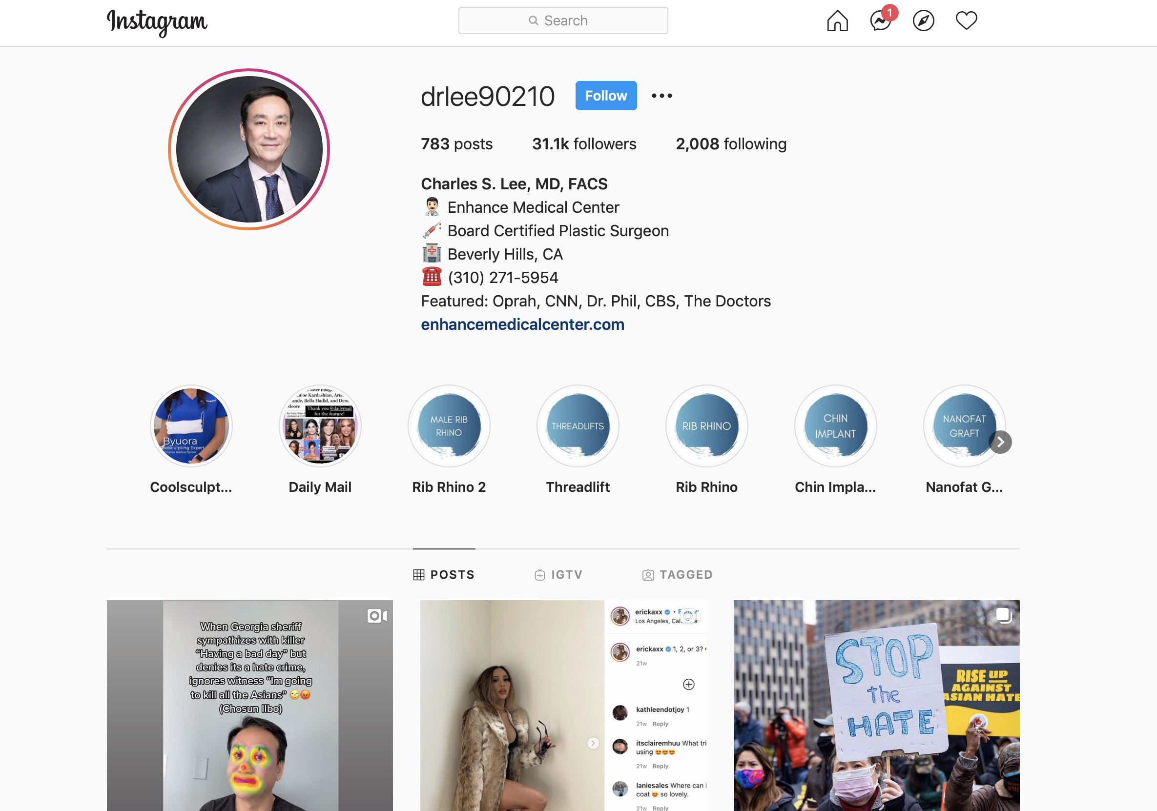 Dr. Lee Instagram Account