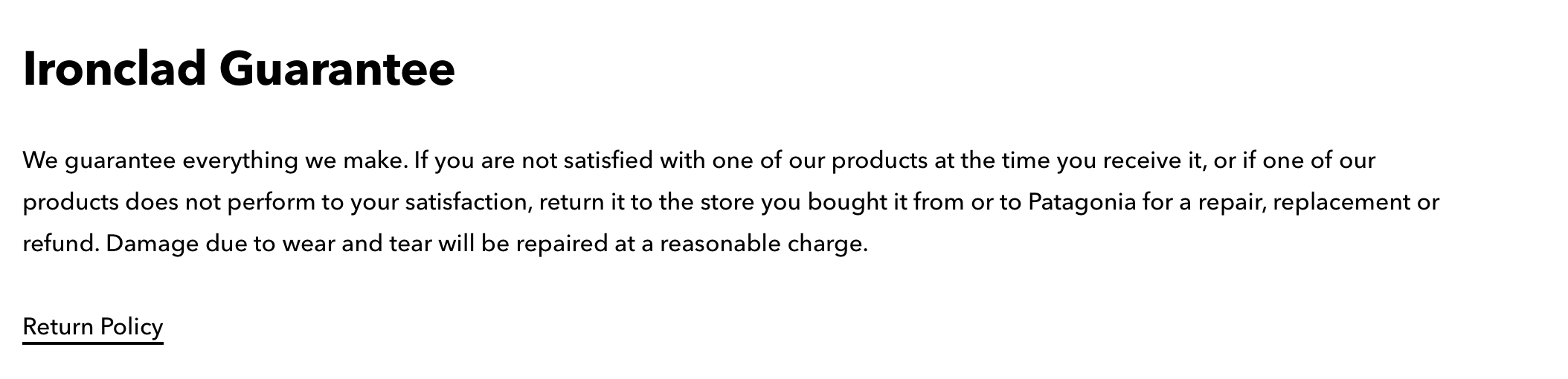 Patagonia Guarantee