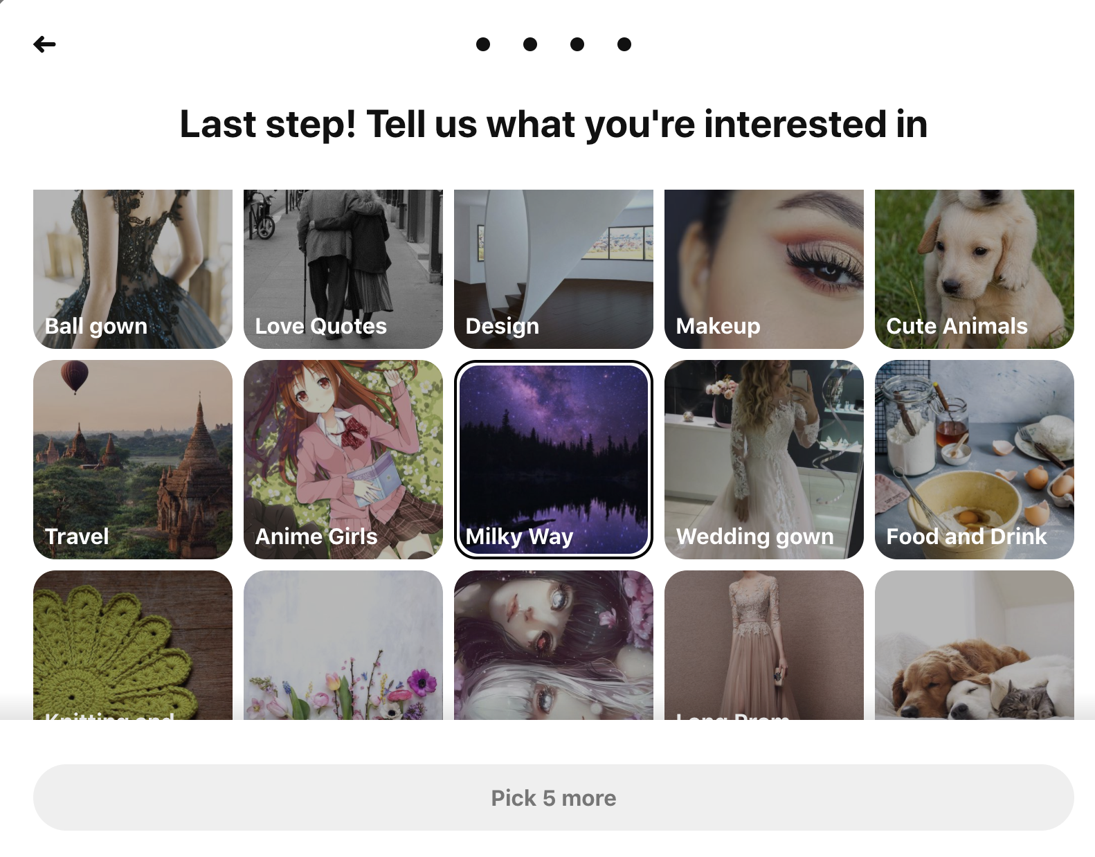 Pinterest categories