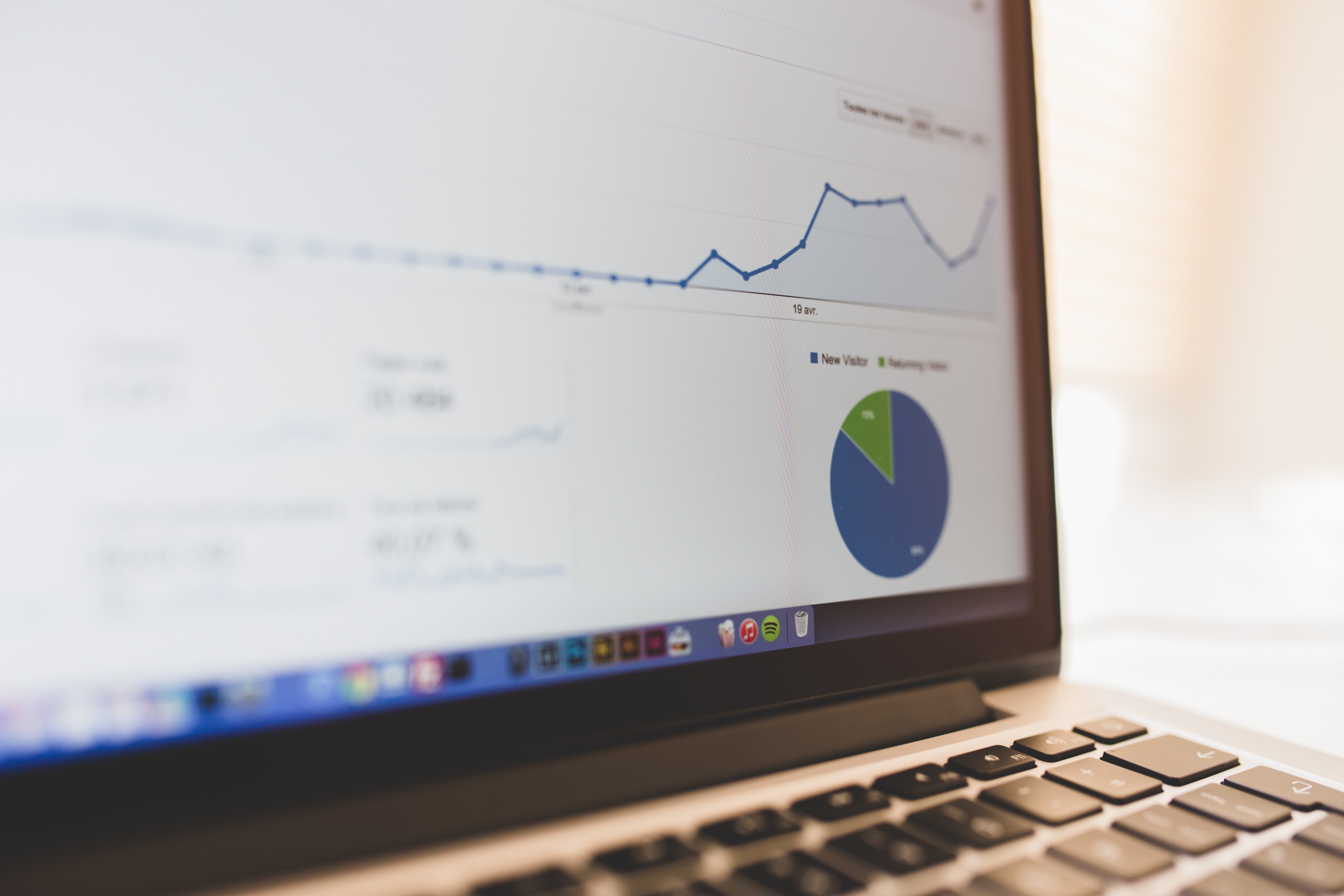 Google analytics chart on laptop screen