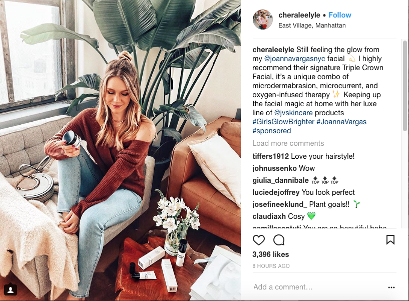 influencer post on instagram