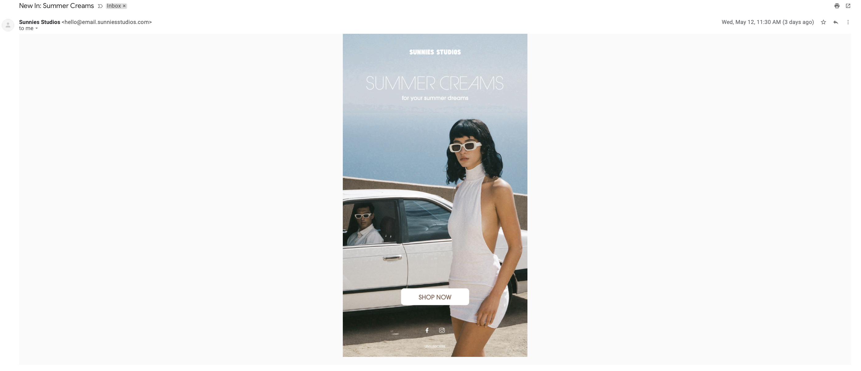 sunnies studios newsletter