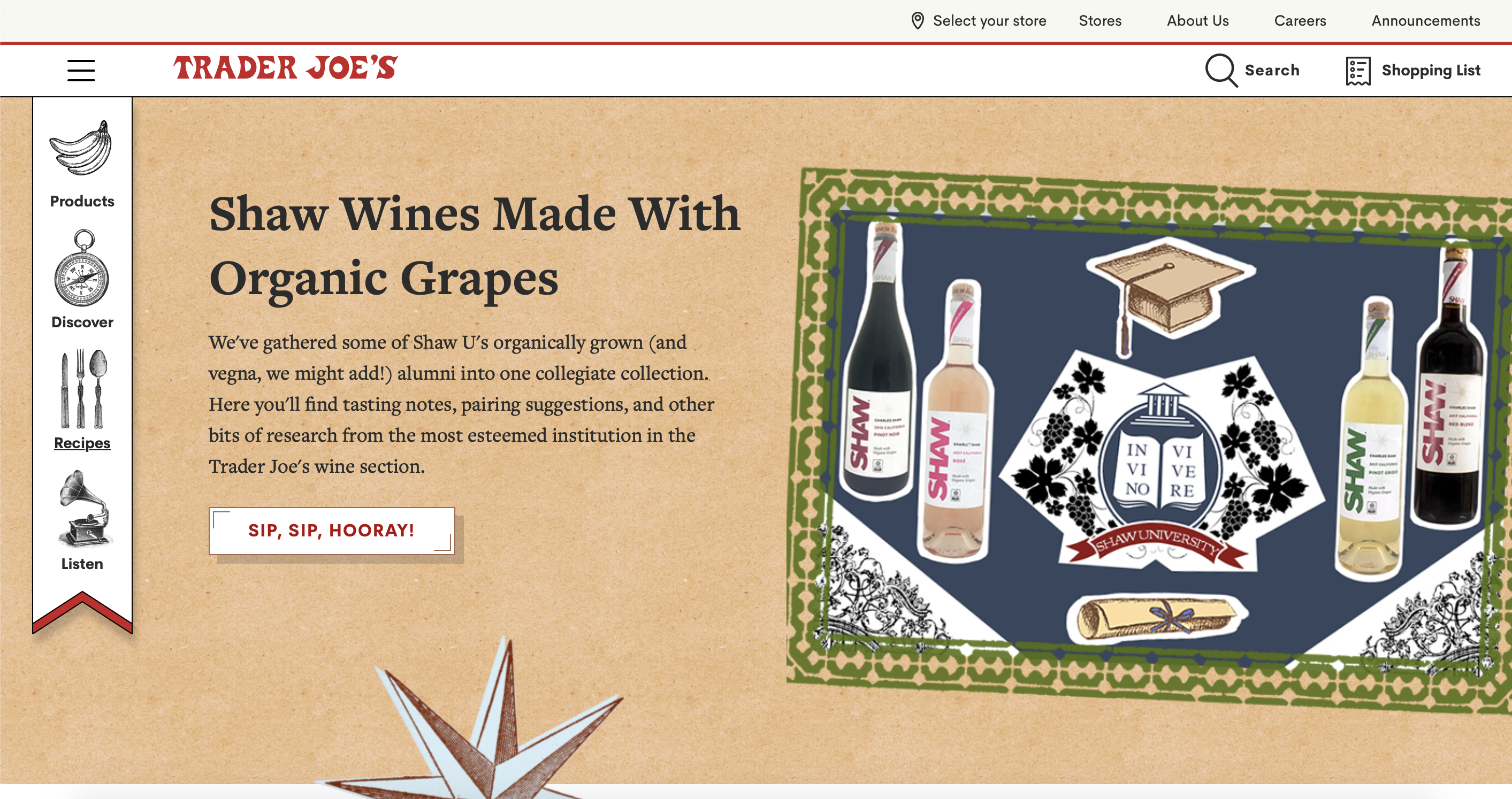 trader joes website