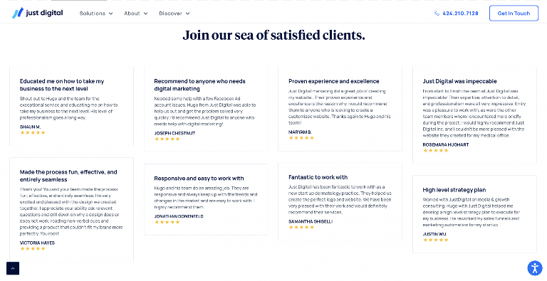 Just digital client reviews and testimonials