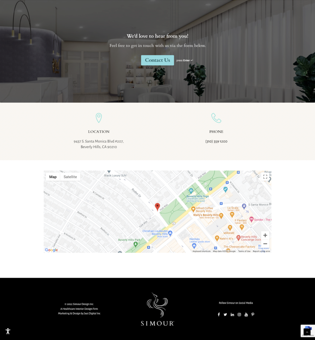 ideal med spa web design contact page example