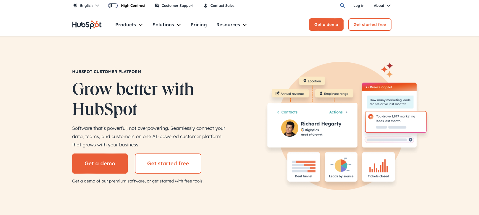 HubSpot CRM Review- Homepage